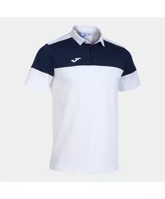 Футболка JOMA CREW V SHORT SLEEVE POLO WHITE NAVY, Артикул: 103297.203, Размер: M