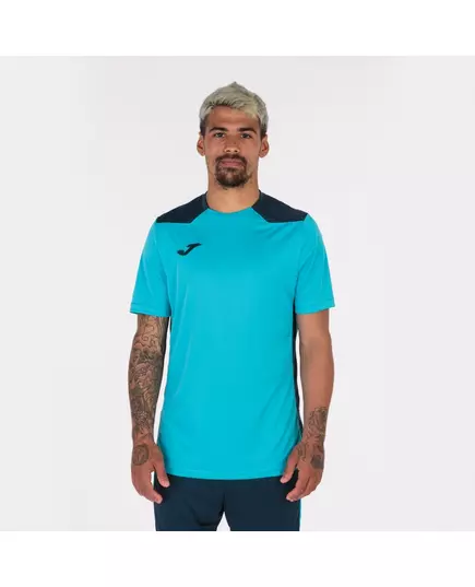 Футболка JOMA CHAMPIONSHIP VI SHORT SLEEVE T-SHIRT FLUOR TURQUOISE-NAVY, Артикул: 101822.013, Размер: XS