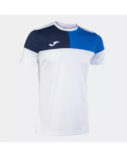 Футболка JOMA CREW V SHORT SLEEVE T-SHIRT WHITE ROYAL NAVY, Артикул: 103084.207, Размер: M
